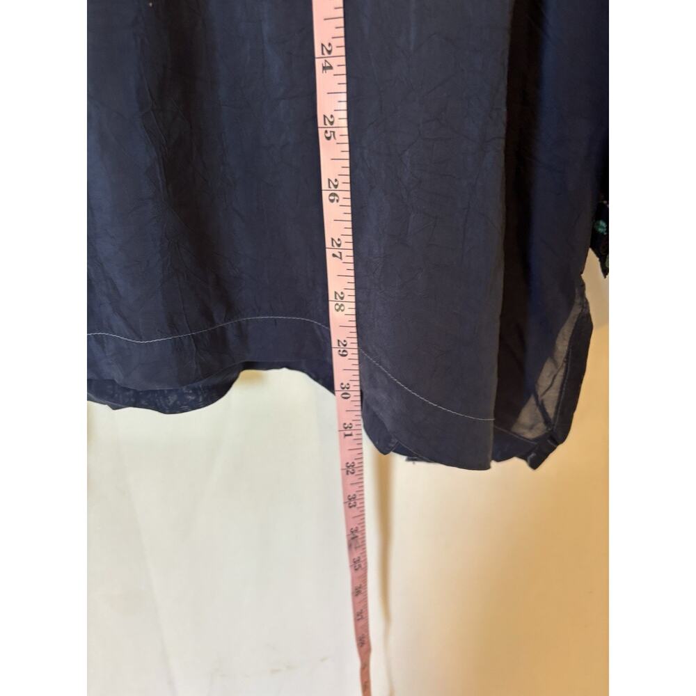 Johnny Was Tunic Blouse Top Medium Blue Vneck Flowy Relaxed Embroidered Long - Picture 9 of 15